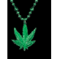 Blank Green Leaf Mardi Gras Bead Necklace (Non Flashing)